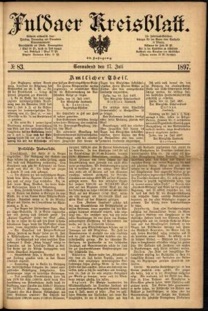 Erste Ausgabe vom Samstag, den 17. Juli 1897.