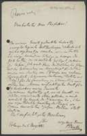 Brief von Paul Reinsch an Unbekannt