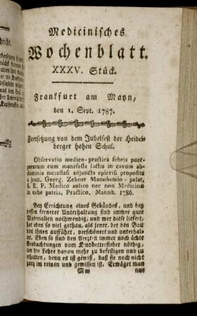XXXV. Stück. Frankfurt am Mayn, den 1. Sept. 1787. - XXXIX. Stück. Frankfurt am Mayn, den 29. Sept. 1787.