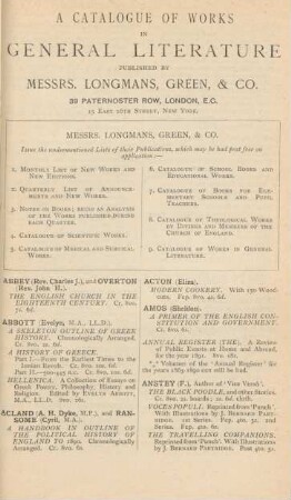 A catalogue of works in general literature