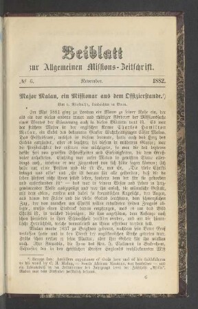 Beiblatt N° 6. November. 1882