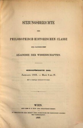 Sitzungsberichte. 59. 1868