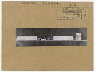 Wettbewerb II. Bauabschnitt der Karl-Marx-Allee: Ansichtszeichnung Südseite. Berlin, Mitte/Friedrichshain, Stalinallee (vor 1949 Frankfurter Allee, seit 1961 Karl-Marx-Allee)/Strausberger Platz/Alexanderplatz/Schillingstraße