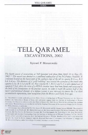 14: Tell Qaramel : excavations, 2002