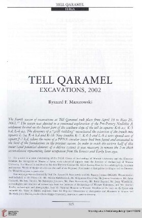 14: Tell Qaramel : excavations, 2002