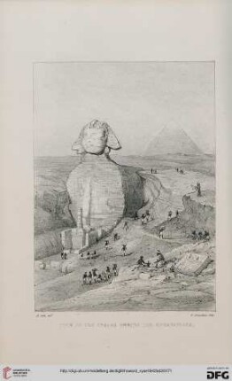 Plate: View of the sphinx during the excavations
