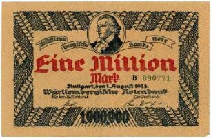 Geldschein, 1 Million Mark, 1.8.1923