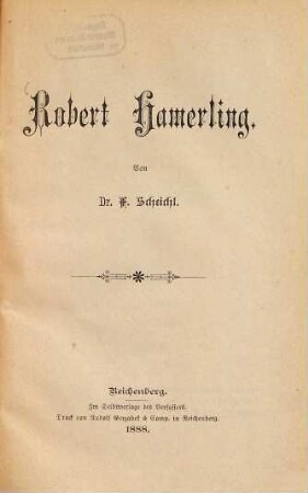 Robert Hamerling : (Sonderabdruck aus der "Deutschen Volkszeitung.")