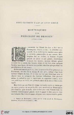 3. Pér. 12.1894: Montesqeuieu et le Président de Brosses (1728 - 1739) : deux critiques d'art au XVIIIe siècle