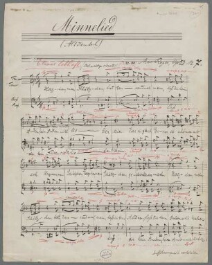 10 Partsongs, Coro maschile, op. 83/7, RWV op. 83/7, Excerpts - BSB Mus.ms. 20710 : [caption title:] Minnelied. // (Altdeutsch.) // Max Reger, Op 83 N|o 7.