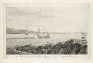 A View of Mount Edgcumbe taken from St. Nicholas's Island, aus: "Five views of and from Mount Edgcumbe, Plymouth"