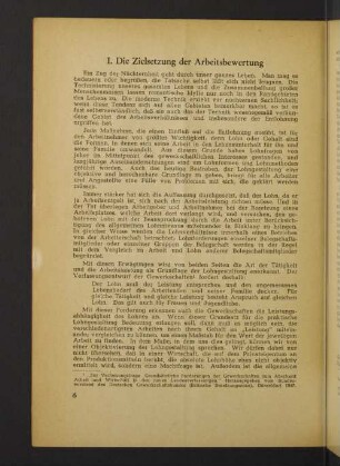 I. Die Zielsetzung der Arbeitsbewertung