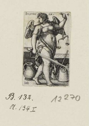 Justicia, Blatt 4 der Folge "Allegorien der Erkenntnis und der sieben Kardinaltugenden"