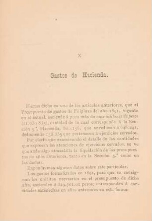 X Gastos de hacienda