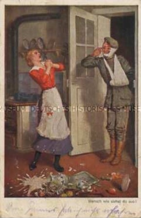 Verwundeter Soldat auf Heimaturlaub