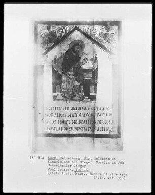 Einzelblatt aus Gregor, Moralia in Job, Schreibender Gregor