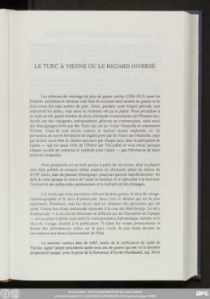 Le Turc À Vienne Ou Le Regard Inversé
