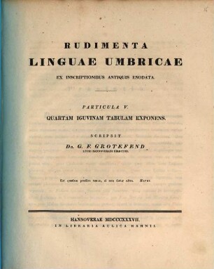 Rudimenta linguae Umbricae ex inscriptionibus antiquis enodata, 5. Quartam Iguvinam tabulam exponens