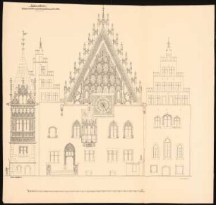 Rathaus, Breslau Umbau: Aufriss der Ostfassade