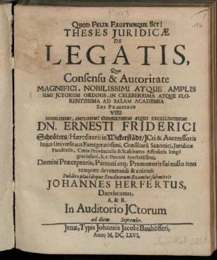 Theses Iuridicae De Legatis