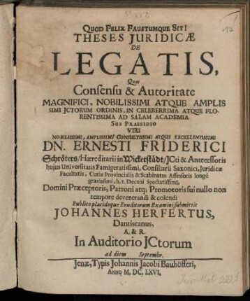 Theses Iuridicae De Legatis