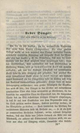 Ueber Dünger.