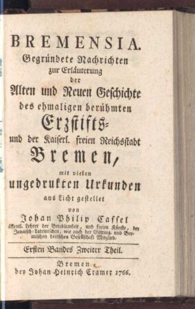 Ersten Bandes Zweiter Theil