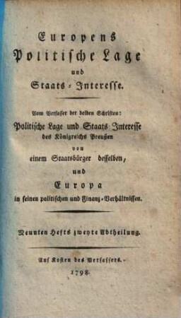 Europens politische Lage und Staats-Interesse, 9,2