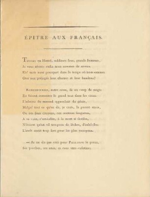 Épitre Aux Français.