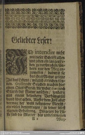 Geliebter Leser!