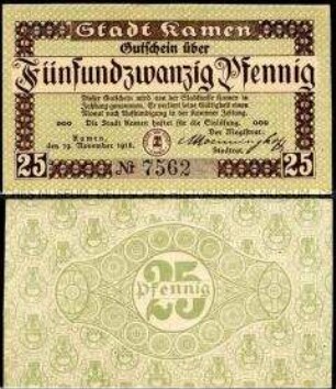 Kamen, Notgeld, 25 Pfennig