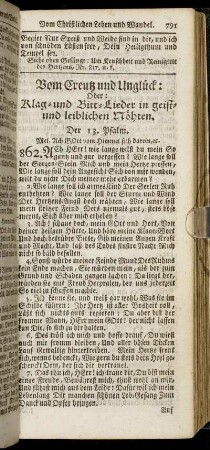 Vom Creutz und Unglück: Oder: Klag- und Bitt-Lieder in geist- und leiblichen Nöthen.