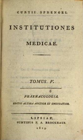 Curtii Sprengel Institutiones pharmacologicae