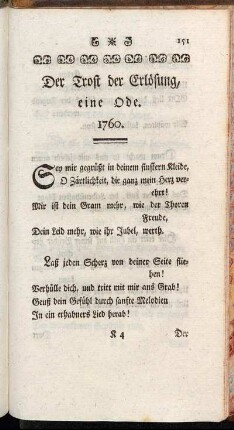 Der Trost der Erlösung, eine Ode. 1760.
