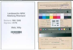 Entnazifizierung Willy Welz , geb. 20.03.1899 ()