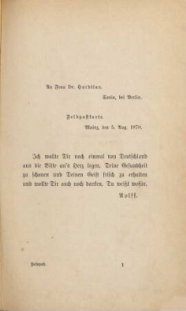 Feldpost : Roman von Dito" und Idem". (Carmen Sylva) u. (Mite Kremnitz)