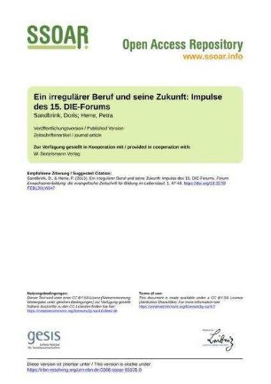 Ein irregulärer Beruf und seine Zukunft: Impulse des 15. DIE-Forums