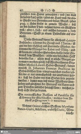 Ein vortrefflicher Balsam ad Paralisin für Lähmung der Gliedmassen
