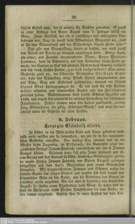 8. Februar. Herzogin Elisabeth stirbt