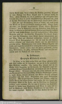 8. Februar. Herzogin Elisabeth stirbt