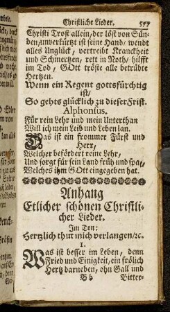 Anhang Etlicher schönen Christlichen Lieder.