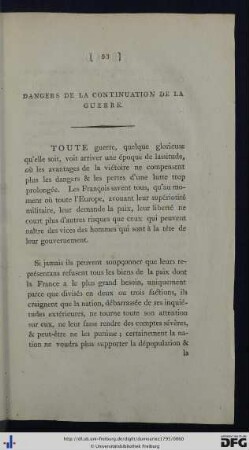 Dangers De La Continuation De La Guerre.