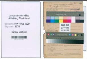 Entnazifizierung Wilhelm Harms , geb. 22.06.1903 (Bahninspektor)
