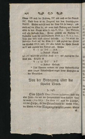 136-149, Von der Bewegung über die schiefen Ebnen. - Gesetze der trummlinichten Bewegung.