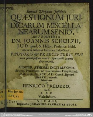 Quaestionum iuridicarum miscellanearum senio