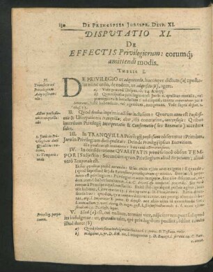 Disputatio XI. De Effectis Privilegorum: eorumque amittendi modis.