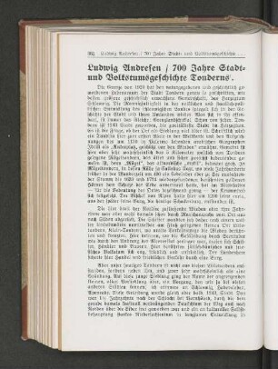 700 Jahre Stadt= und Volkstumsgeschichte Tonderns.