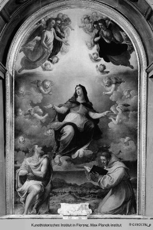 Himmelfahrt Mariens mit heiligem Bonaventura und Johannes dem Täufer
