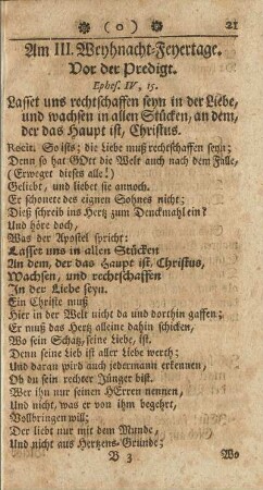 Am III. Weyhnacht-Feyertage.