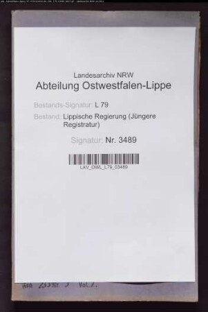 Kommunalwegebau Voranschläge und Rechnung des Amtes Varenholz, Band 1